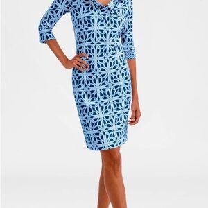 Gretchen Scott Designs Blue Geometric Pattern Dress